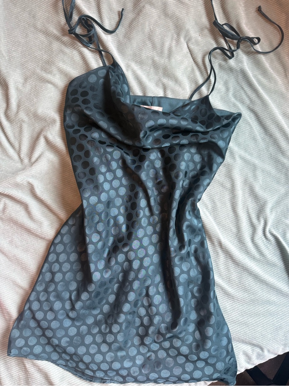 Altar'd State Dark Green Polka Dot Cowl Mini Dress